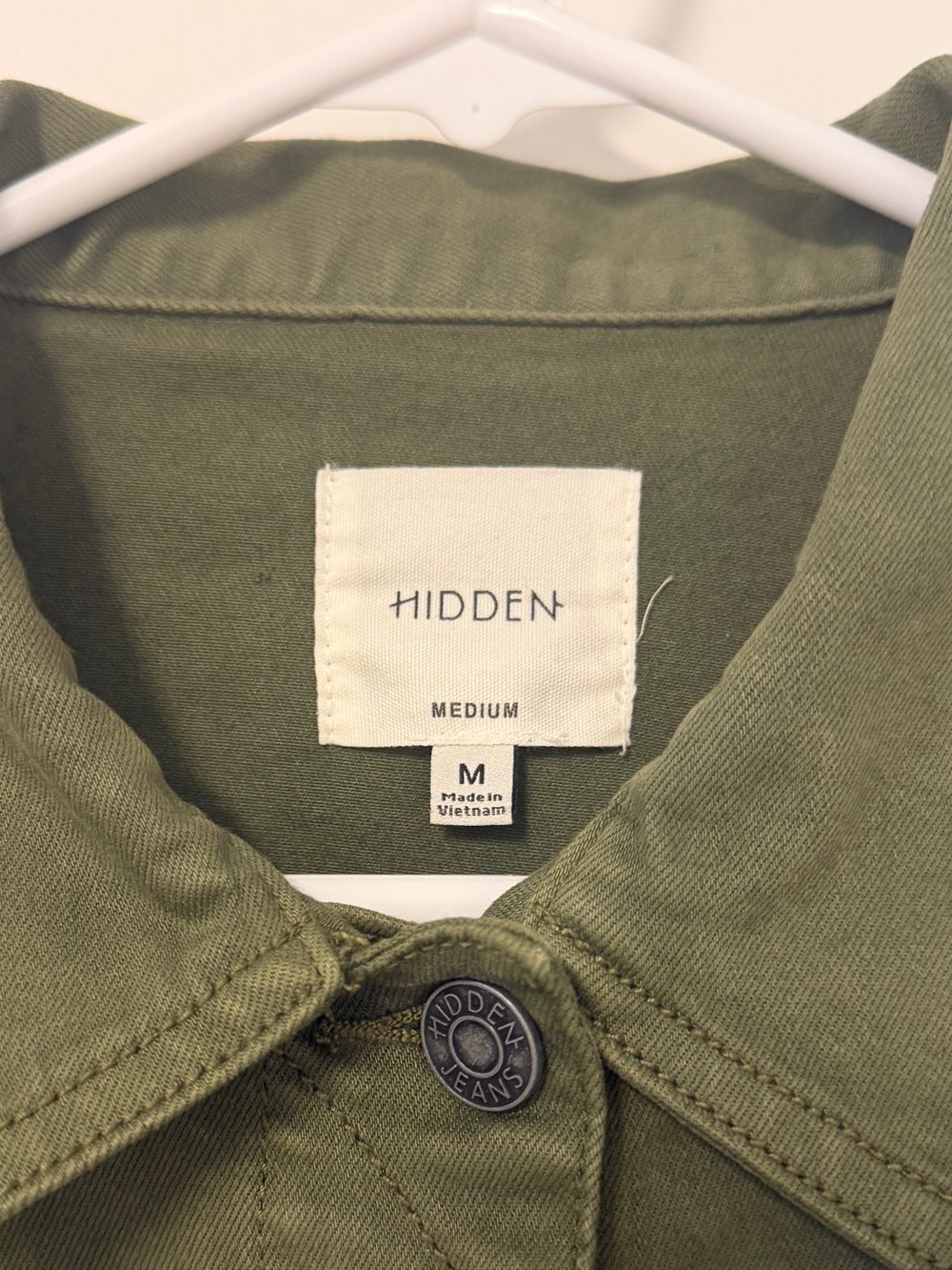 Hidden Olive Green Frayed Jean Jacket - Picture 2 of 3